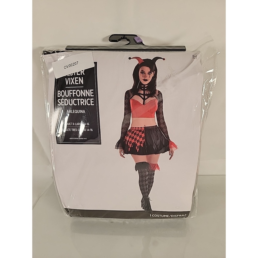 Sexy Forplay Dreamy Jester Red & Black Costume 5 pc XL Thigh High skirt bustier